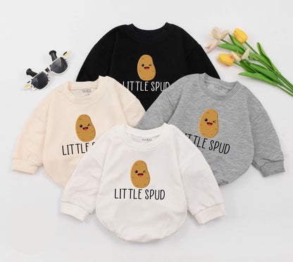 Cute Little Spud Potato Baby Romper Funny Winking Spud Muffin Infant Bodysuit Soft Farm Fresh Vegetable Foodie Gift Outfit