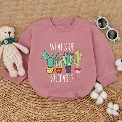 What's Up Succas Baby Romper playful colorful potted cactus succulent bodysuit Hipster Nature Lover Baby Clothes Soft Cotton Baby Shower Gift Announcement Outfit