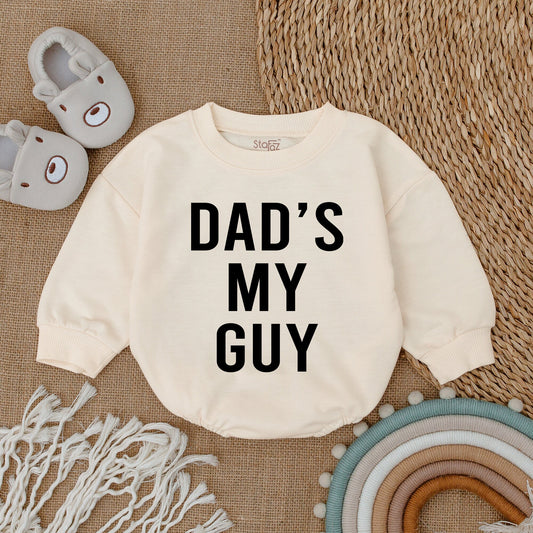 Dad's My Guy Baby Bodysuit Gender Reveal Announcement Outfit Newborn Infant Shower Gift Romper Father's Day Modern Black Text Design Comfortable Soft