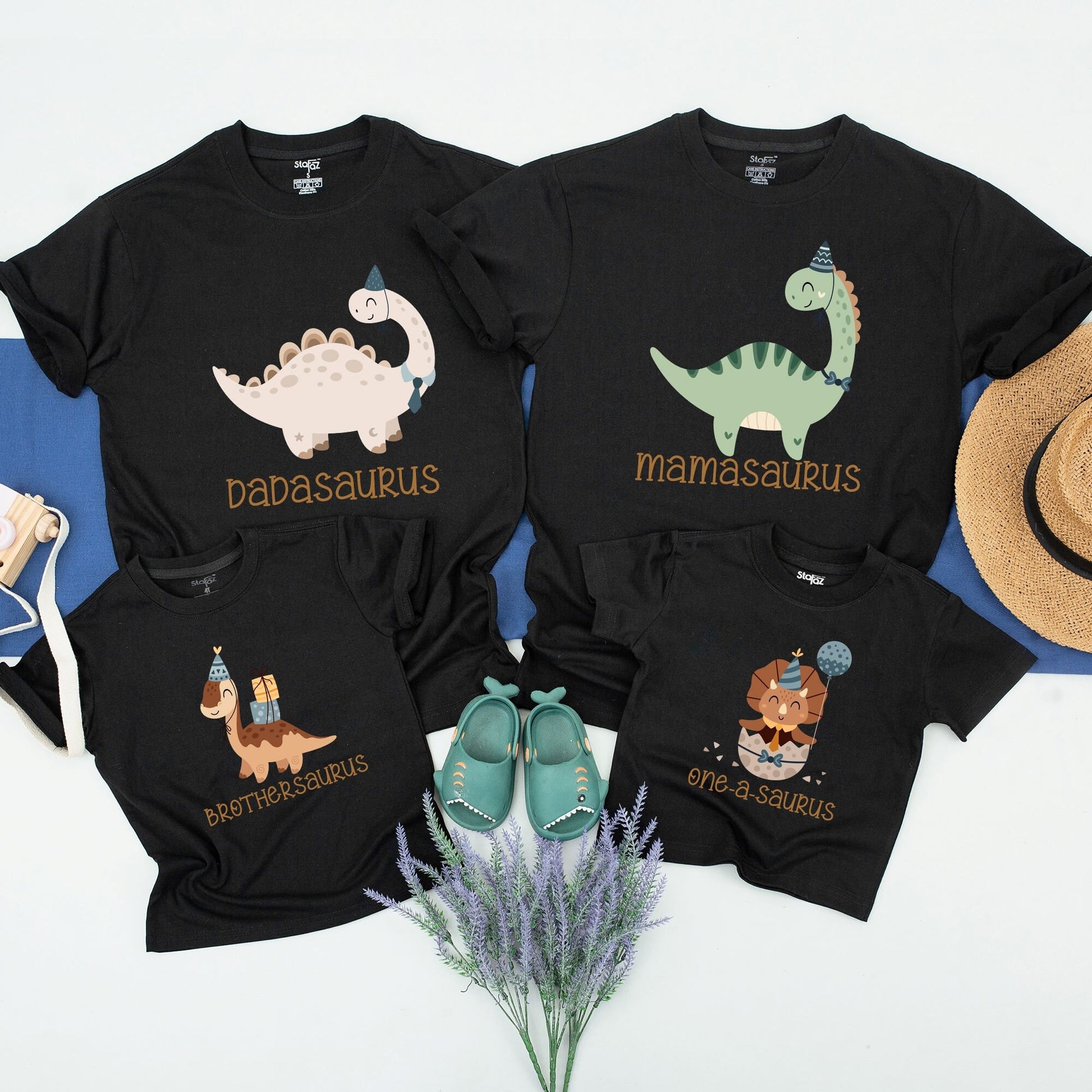 Matching Family Saurus Dinosaur Birthday Shirts Cute Whimsical Pastel Dino Party Hat Bow Tie Tees Soft Cotton Playful Adult Kids Custom Gift