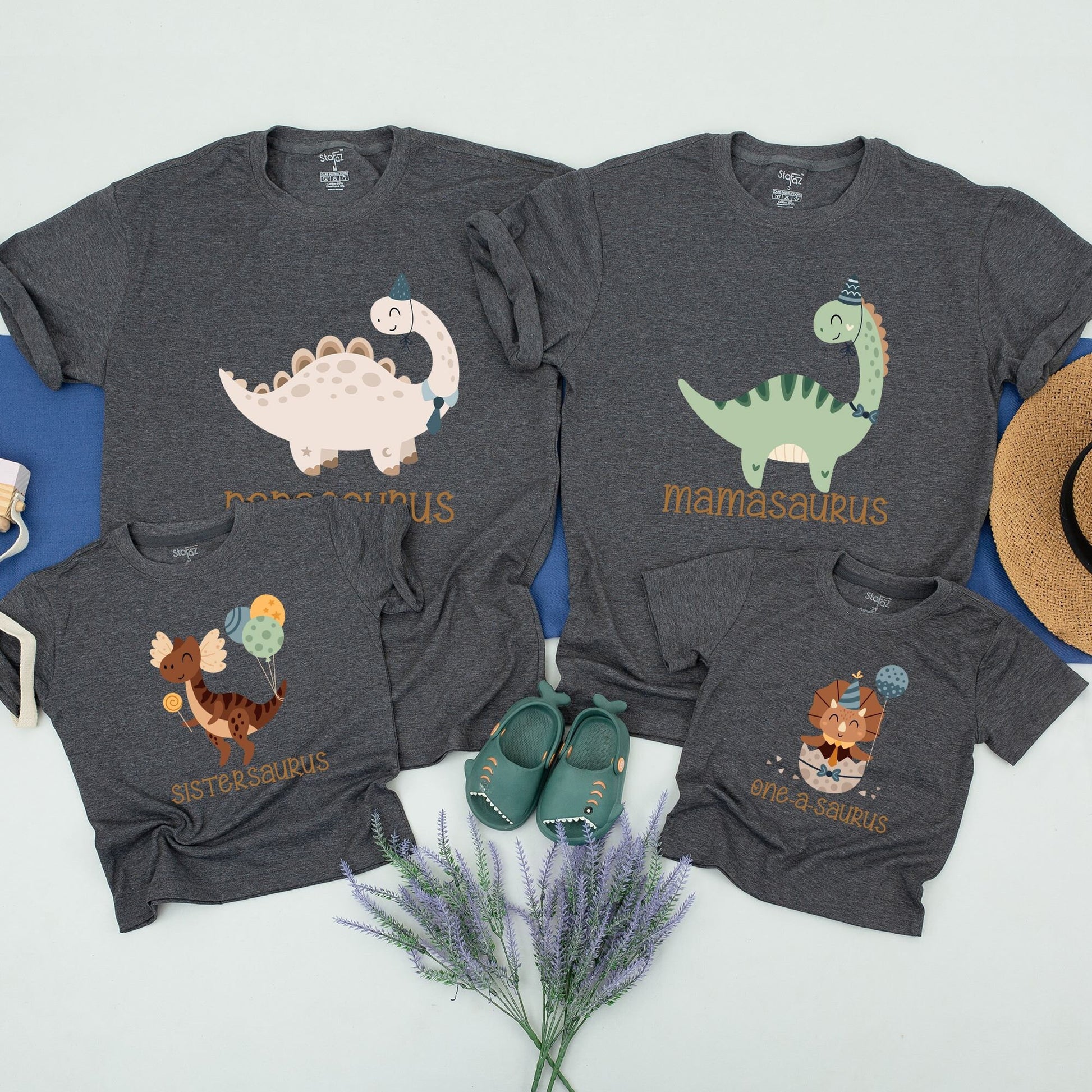 Matching Family Saurus Dinosaur Birthday Shirts Cute Whimsical Pastel Dino Party Hat Bow Tie Tees Soft Cotton Playful Adult Kids Custom Gift
