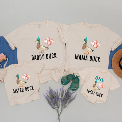 Matching Family ONE Lucky Duck First Birthday Shirts Baby Boy Wild One Jungle Zoo Animal Toddler Outfit Personalized Gift