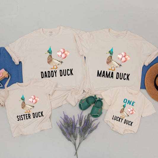 Matching Family ONE Lucky Duck First Birthday Shirts Baby Boy Wild One Jungle Zoo Animal Toddler Outfit Personalized Gift