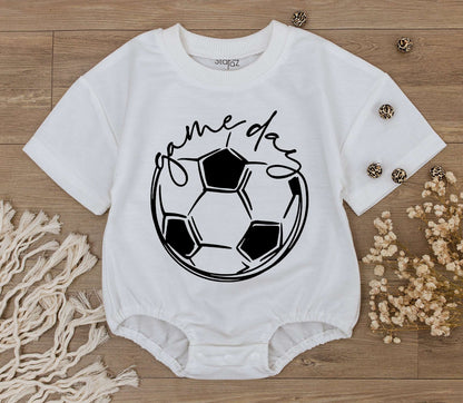 Cute Baby Boy Game Day Romper for Sports Season Soccer Baseball Football Outfit Newborn Toddler Jumpsuit Casual Tee Comfortable First Birthday Gift