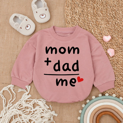 Mom Plus Dad Equals Me Baby Bodysuit, Sweet Gender Reveal & Announcement Gift, Modern Newborn Romper for Father's Day, Playful Infant Wear