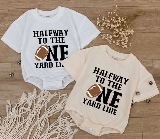 Halfway to One Football Baby Romper for Boys Half Birthday Outfit Six Month Celebration Gift Bodysuit Comfortable Infant Clothing