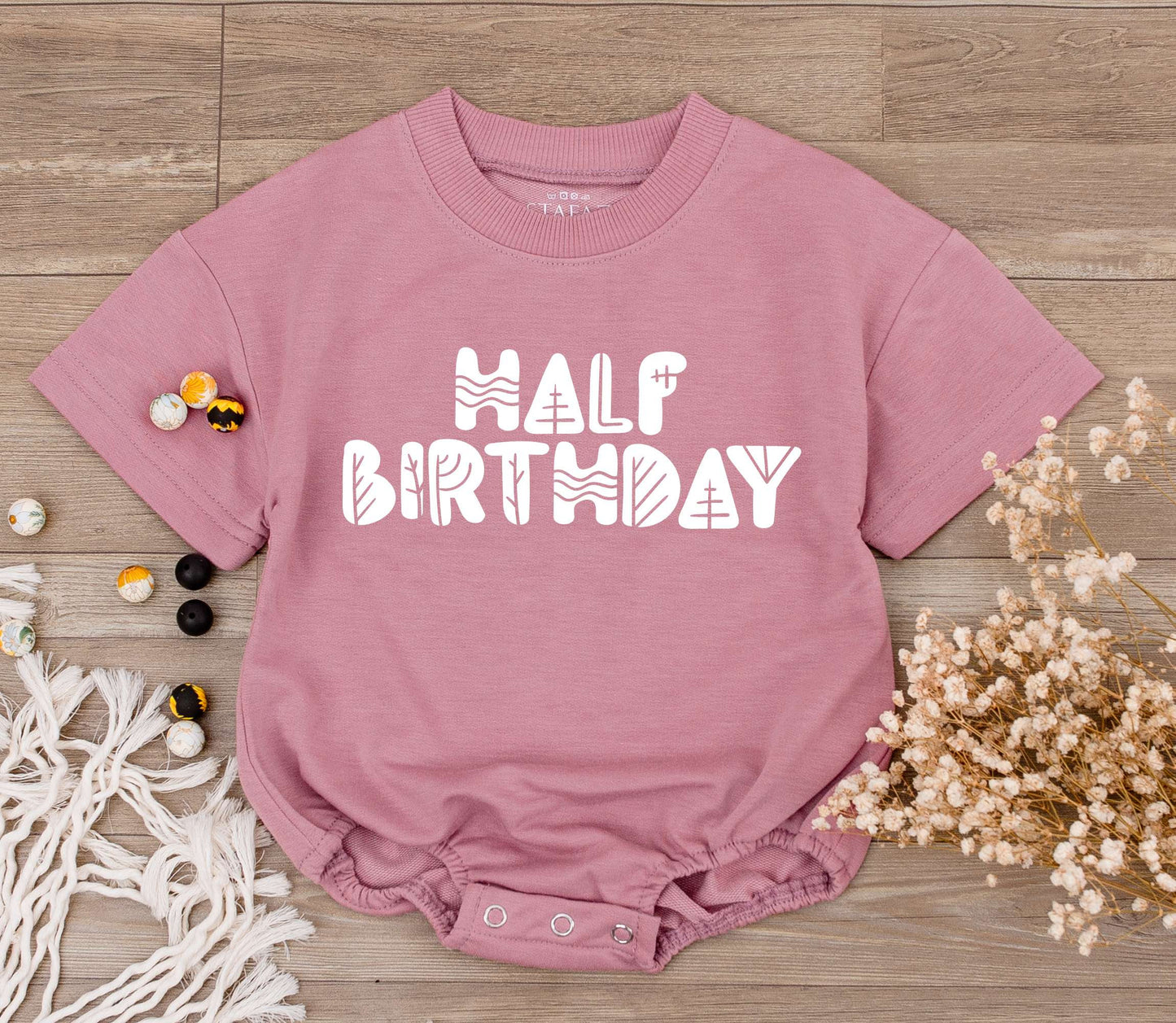 Natural Half Birthday Girl Romper for 6 Months Old Baby Shower Gift Outfit Half Way to One Celebration Newborn Bodysuit Clothes