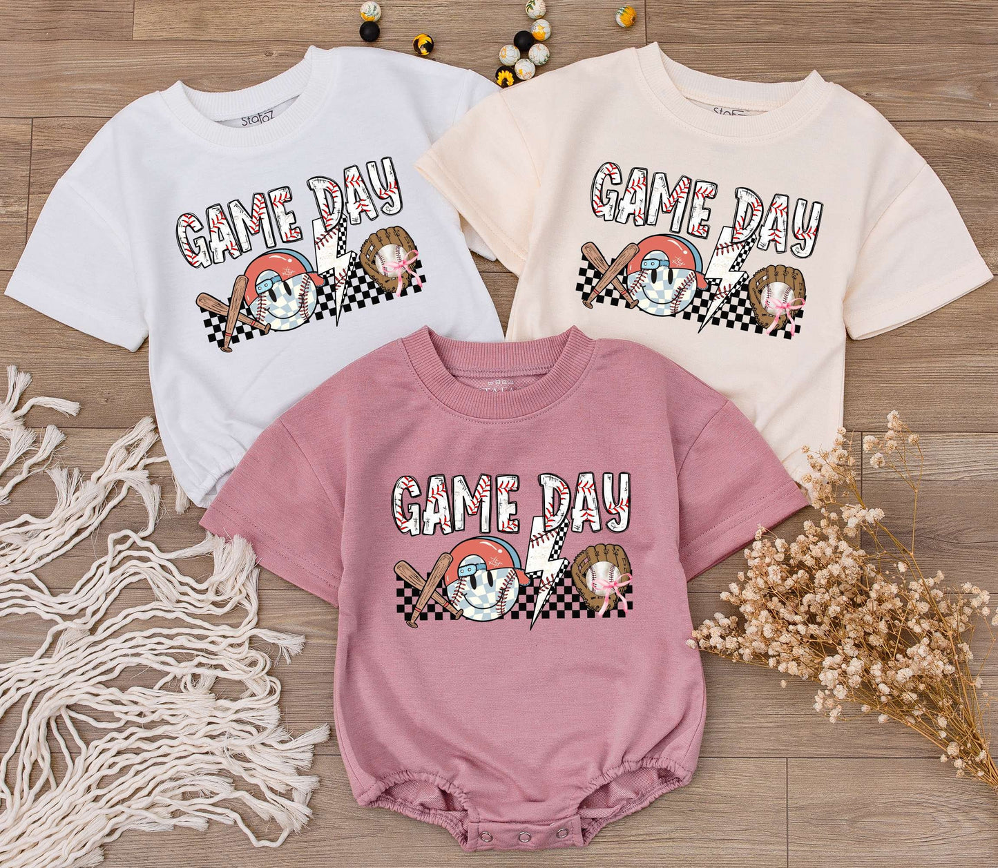 Baby Boy Game Day Baseball Romper Retro Jumpsuit One Piece Short Sleeve Soft Natural Cotton Summer Infant Bodysuit Perfect Gift