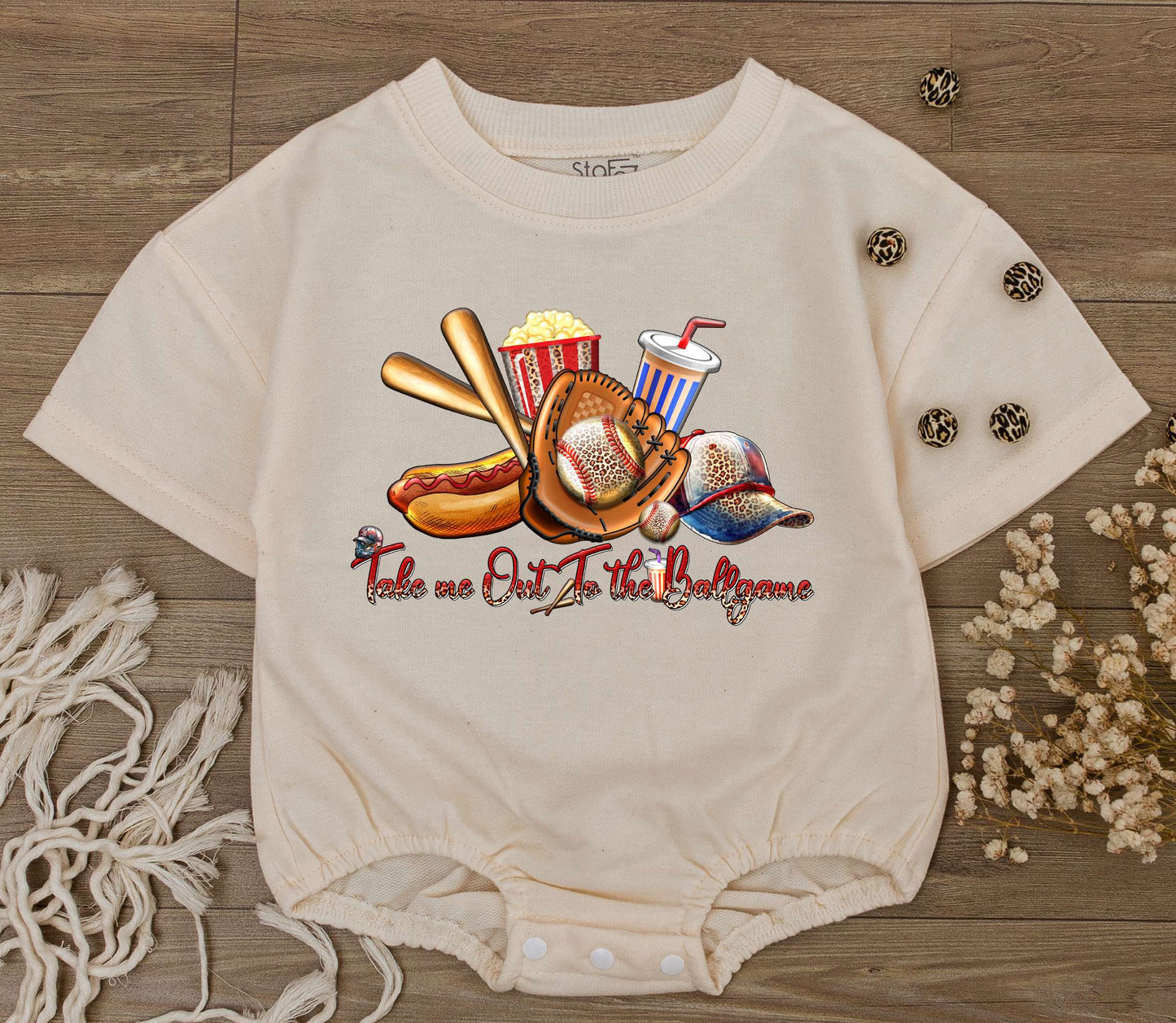 Playful Retro Baseball Baby Romper Hotdog Popcorn Print Newborn Bodysuit Outfit for Boys Girls Classic Summer Game Day Jumpsuit