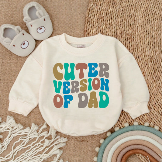 Cuter Version of Dad Baby Boy Bubble Romper Father's Day Outfit Gift Newborn Bodysuit Retro Colorful Playful Design Soft Cotton