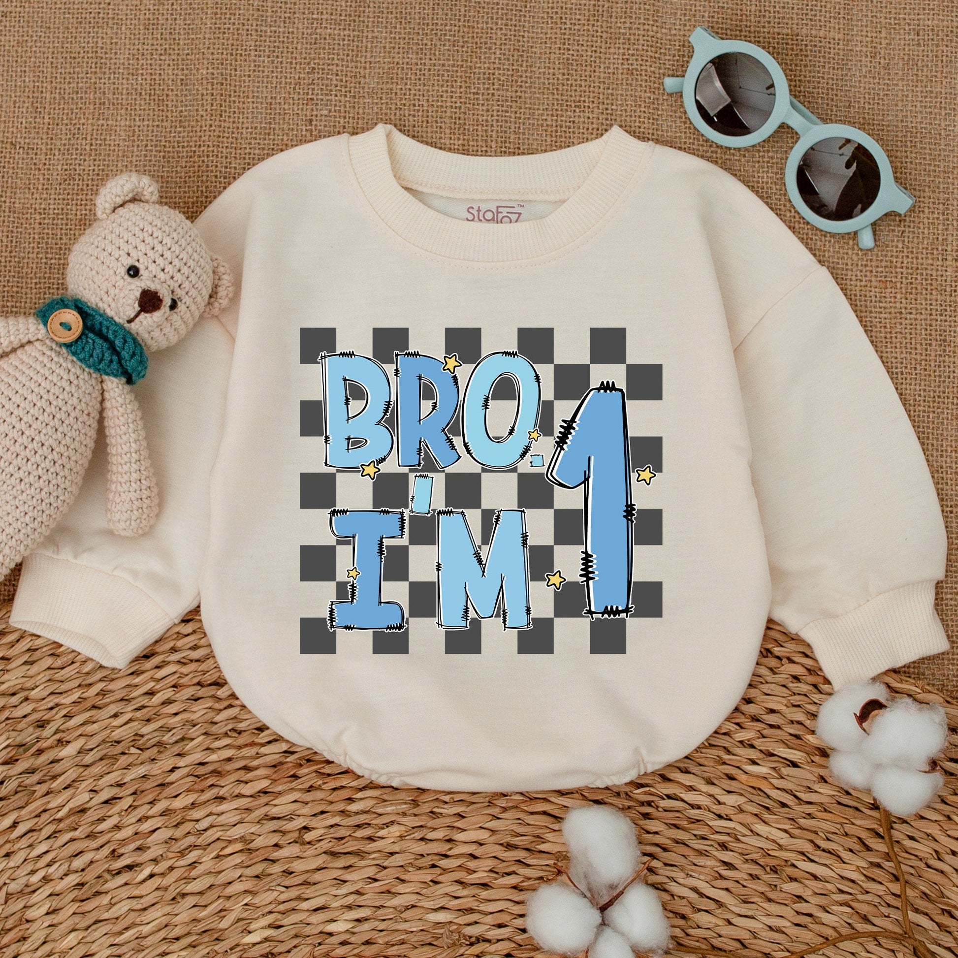 Bro I'm One Baby Boy First Birthday Romper Outfit Comfortable Cotton One Year Old Cake Smash Bodysuit Baby Shower Gift