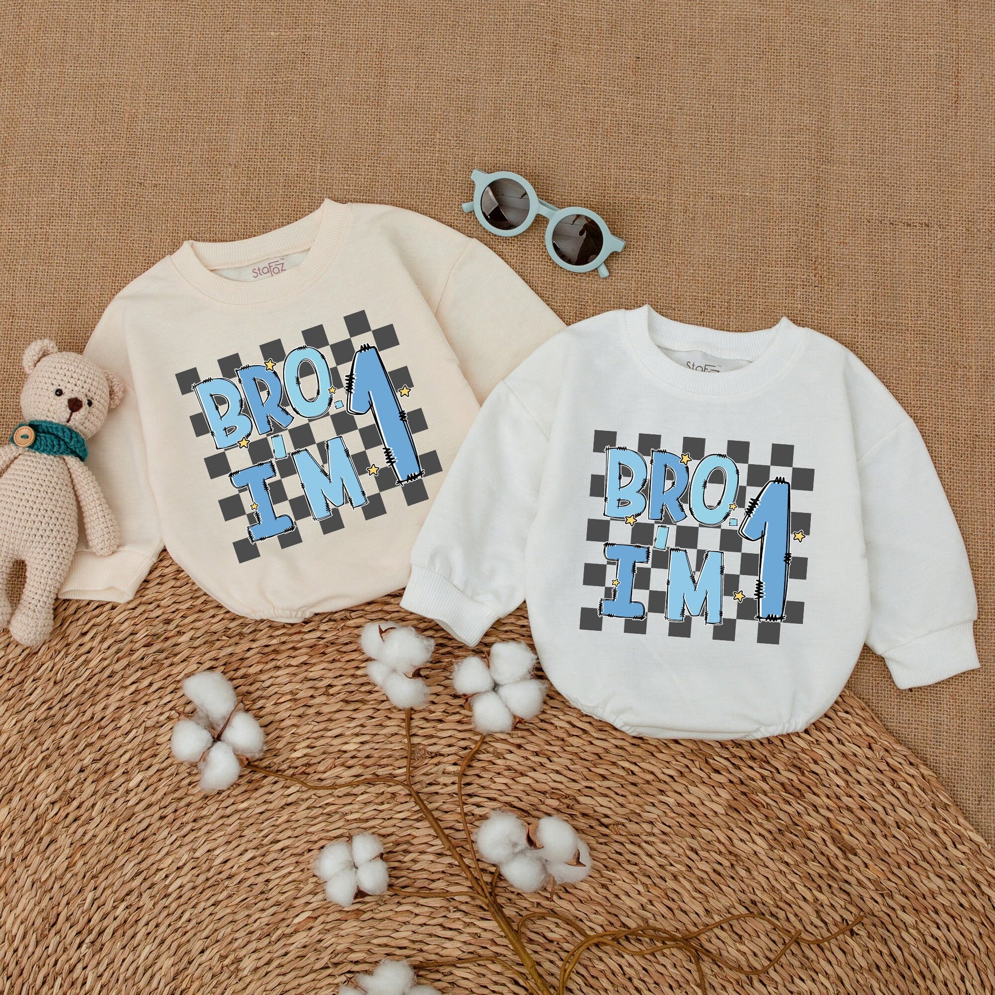 Bro I'm One Baby Boy First Birthday Romper Outfit Comfortable Cotton One Year Old Cake Smash Bodysuit Baby Shower Gift