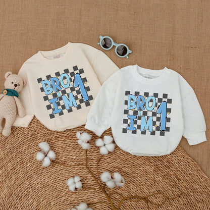 Bro I'm One Baby Boy First Birthday Romper Outfit Comfortable Cotton One Year Old Cake Smash Bodysuit Baby Shower Gift