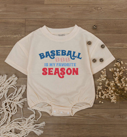 Baseball Is My Favorite Season Baby Romper Short Sleeve Retro Sports Bodysuit Infant Game Day Tee Toddler Player Shirt Comfortable Cotton Summer Fun Baby Shower Gift