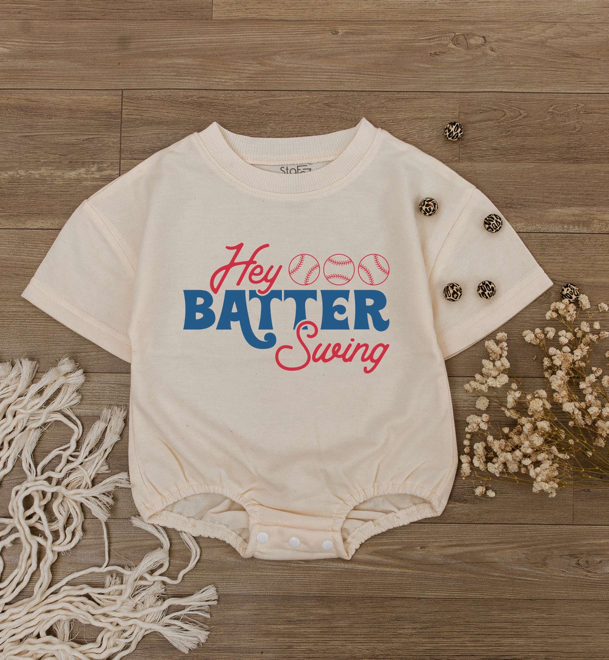 Hey Batter Batter Swing Retro Baseball Baby Romper Newborn Bodysuit Outfit Boy Girl Game Day Jumpsuit Cute First Birthday Gift Gender Neutral Summer Sport