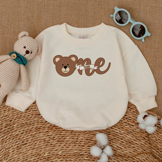 Adorable Teddi Bear Sweet One Girl First Birthday Romper Brown Teddy Bodysuit Cute Baby Smash Cake Outfit Polka Dot Design Summer Celebration