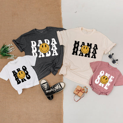 One Happy Dude 1st Birthday Boy Shirt Matching Family Smiley Face Outfit Baby Bodysuit Soft Cotton Comfortable Celebration Clothing