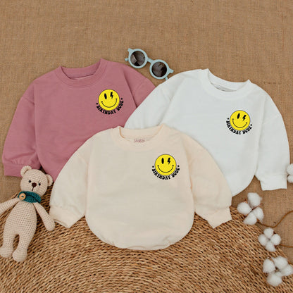 Baby Boy Birthday Dude Romper Smiley Face Lightning Bolt Retro Outfit One Cool Dude Bodysuit Yellow Black White Playful Infant Shower Gift