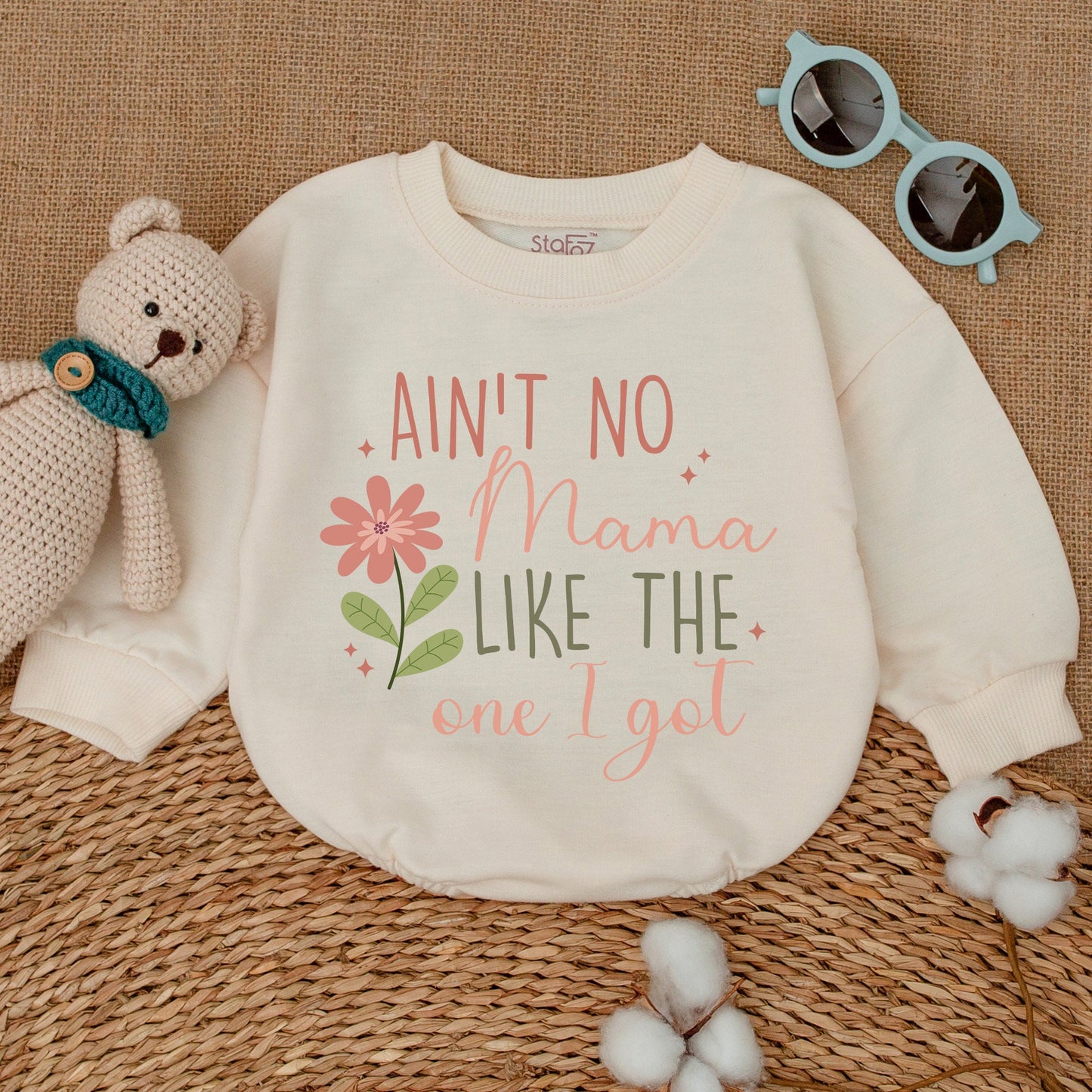 Ain't No Mama Like The One I Got Baby Romper Pink Olive Flower Sweet Bubble Bodysuit Mama's Bestie Mother's Day Newborn Girl Shower Gift
