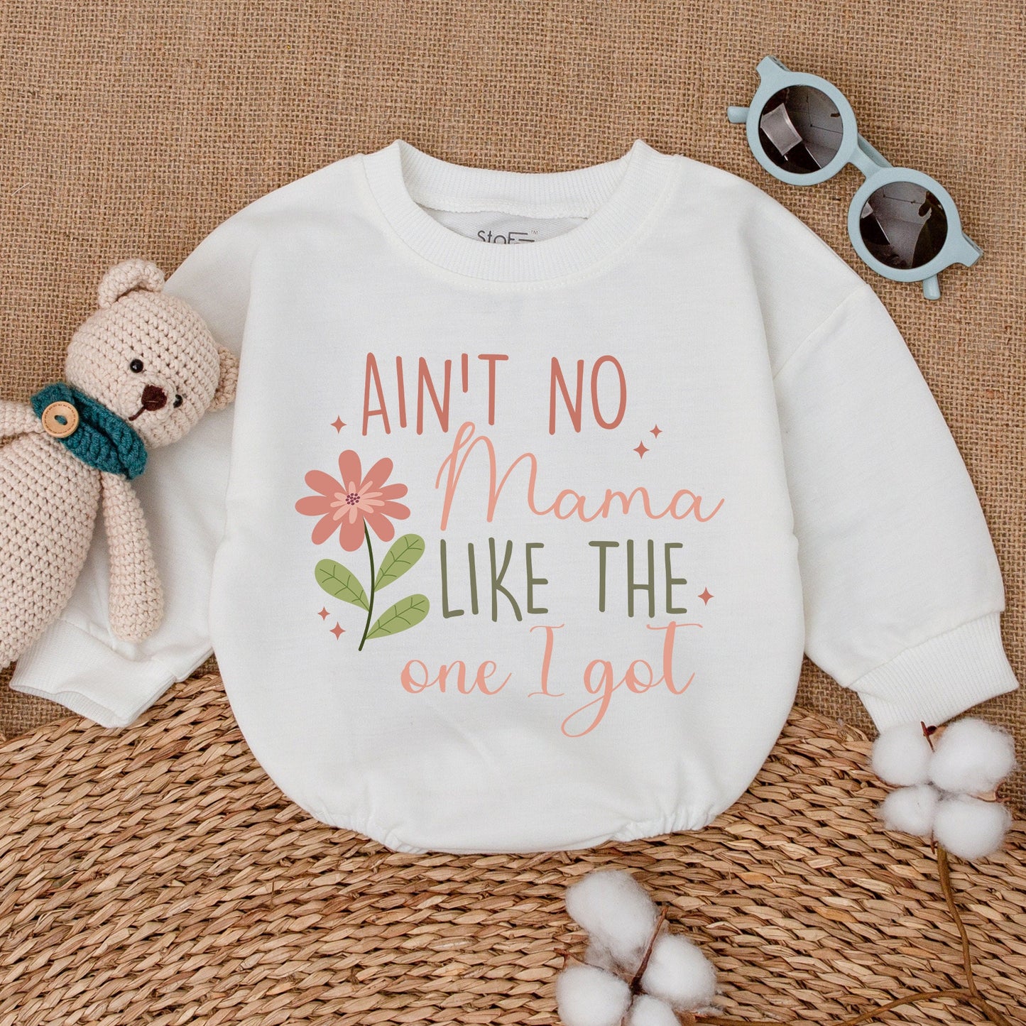 Ain't No Mama Like The One I Got Baby Romper Pink Olive Flower Sweet Bubble Bodysuit Mama's Bestie Mother's Day Newborn Girl Shower Gift