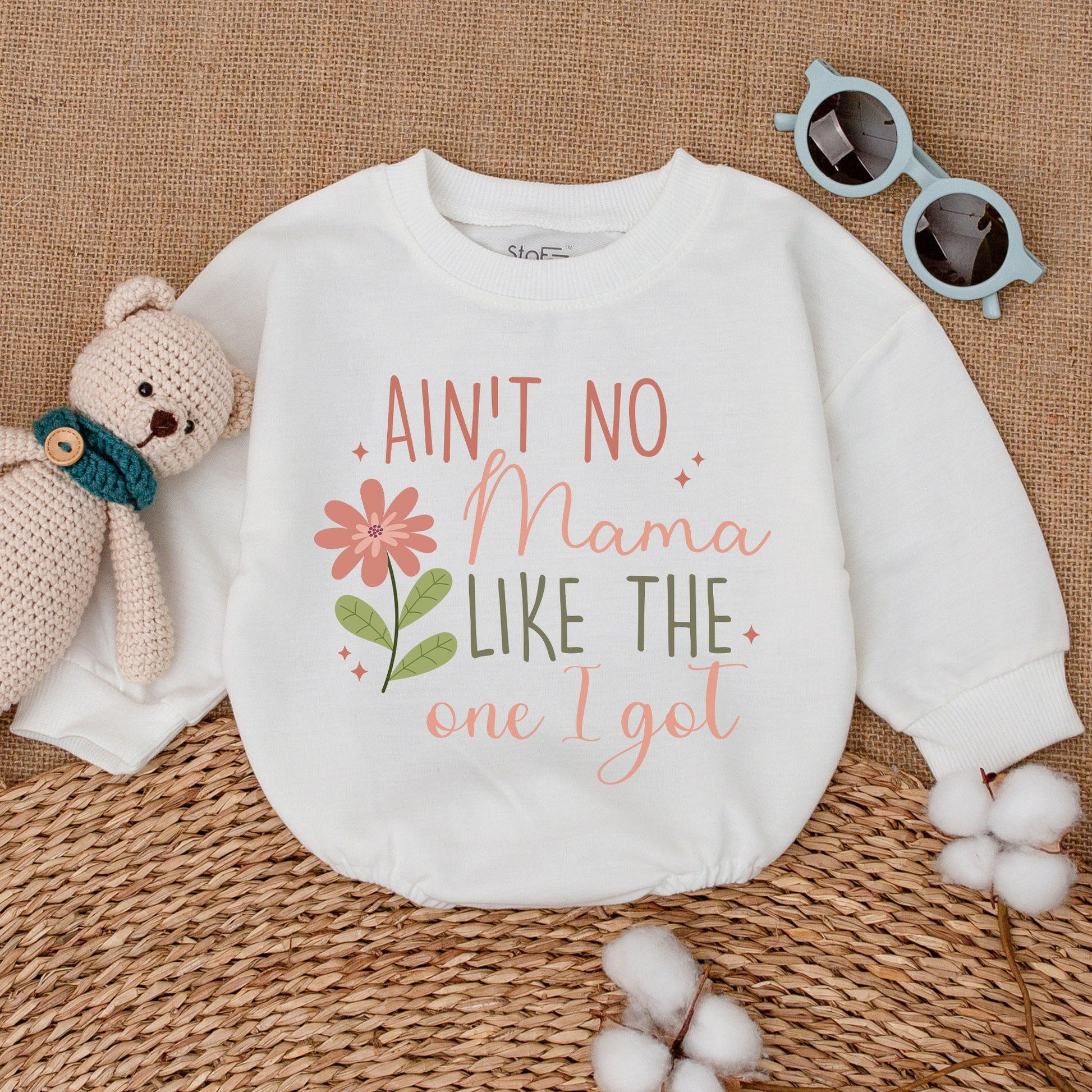 Ain't No Mama Like The One I Got Baby Romper Pink Olive Flower Sweet Bubble Bodysuit Mama's Bestie Mother's Day Newborn Girl Shower Gift