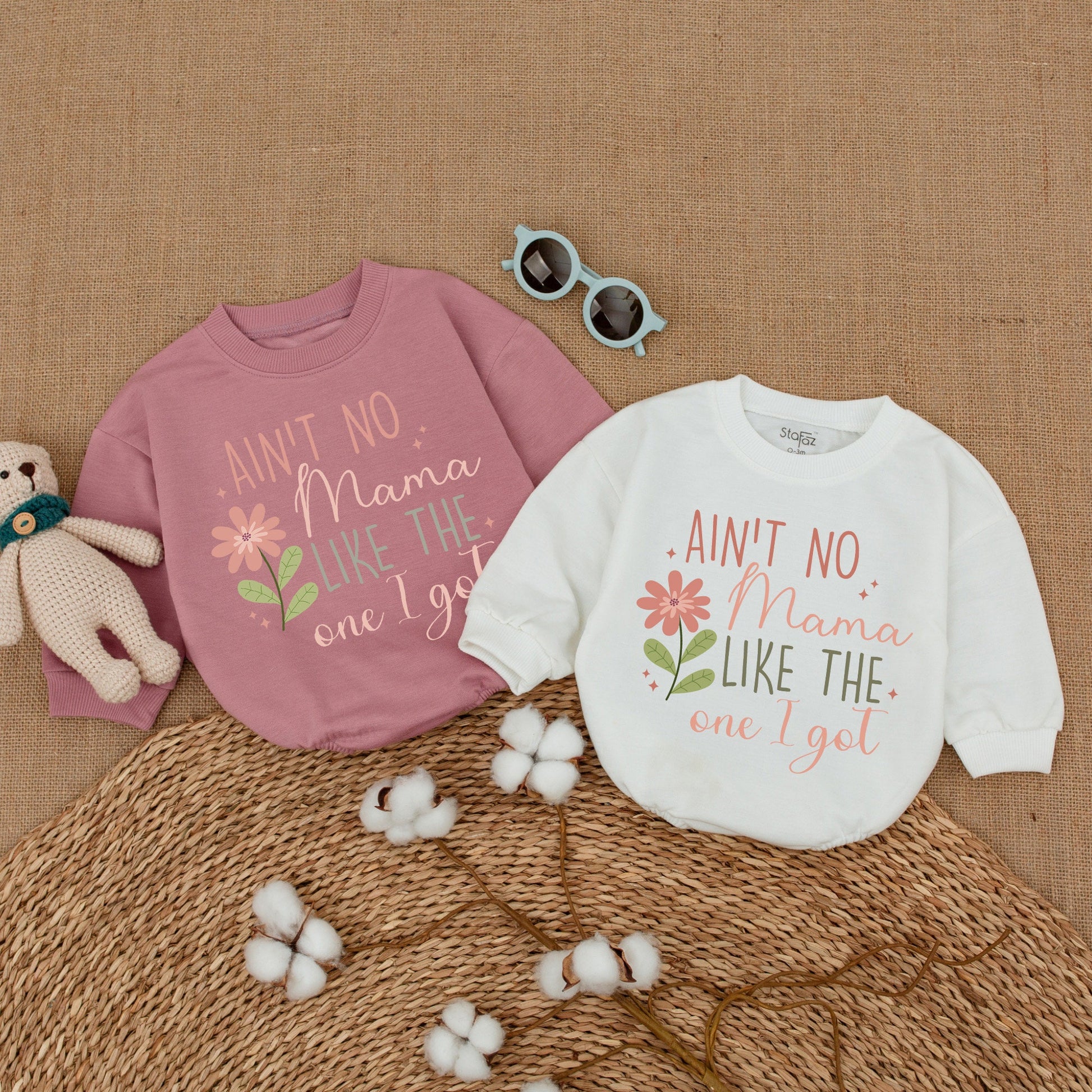 Ain't No Mama Like The One I Got Baby Romper Pink Olive Flower Sweet Bubble Bodysuit Mama's Bestie Mother's Day Newborn Girl Shower Gift