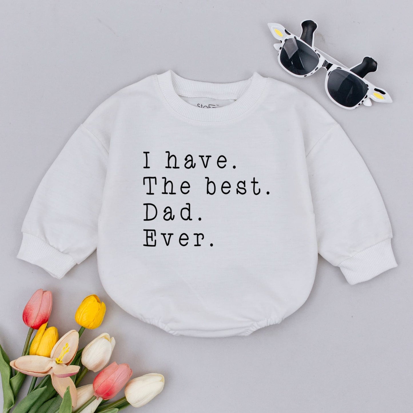 I Have The Best Dad Ever Baby Romper First Father's Day New Dad Gift Funny Newborn Bodysuit Clean Minimalist Design