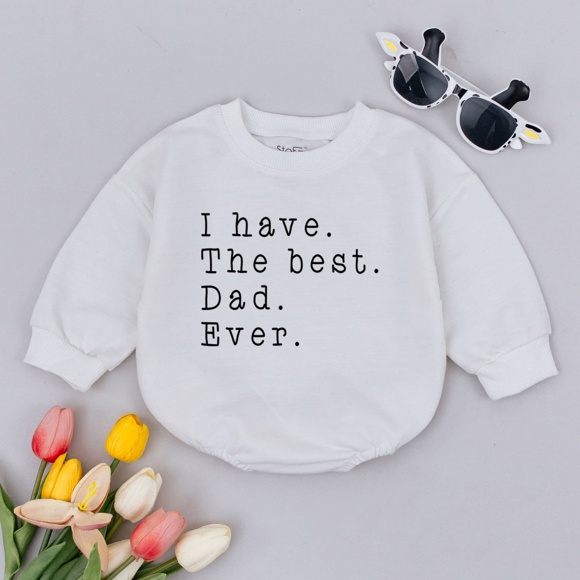 I Have The Best Dad Ever Baby Romper First Father's Day New Dad Gift Funny Newborn Bodysuit Clean Minimalist Design