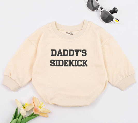 Daddy's Sidekick Bubble Romper for Baby Boys, Soft Cotton New Baby Gift, First Father's Day Outfit, Dad Son Clothes Modern Design