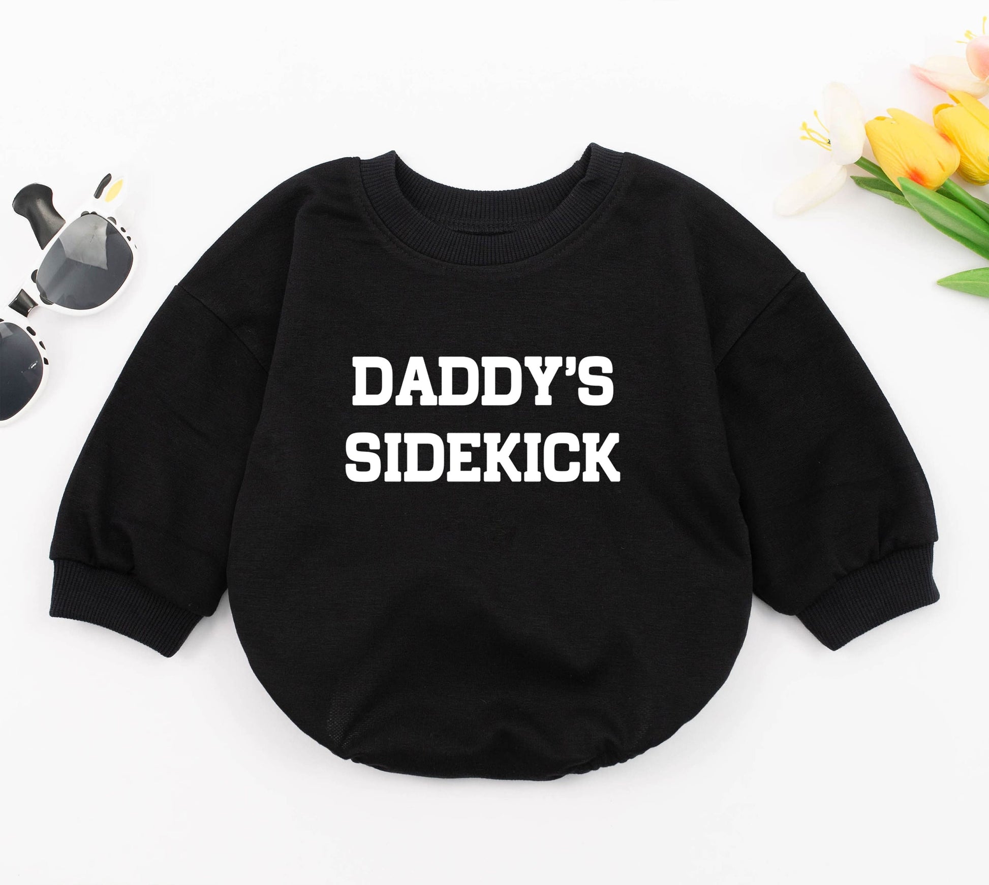 Daddy's Sidekick Bubble Romper for Baby Boys, Soft Cotton New Baby Gift, First Father's Day Outfit, Dad Son Clothes Modern Design