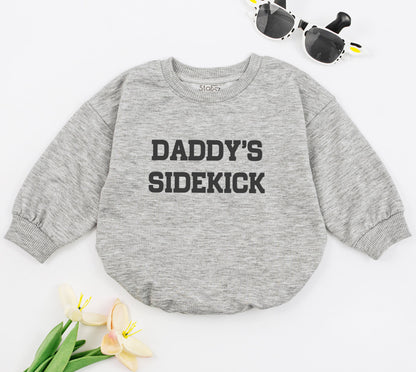 Daddy's Sidekick Bubble Romper for Baby Boys, Soft Cotton New Baby Gift, First Father's Day Outfit, Dad Son Clothes Modern Design