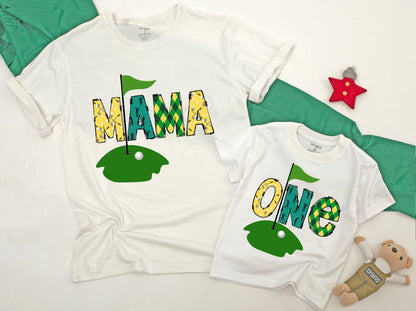 Matching Family Masters Golf First Birthday Party Outfit Hole in One Celebration Baby Romper Tee One Year Old Mama Dada Adorable Gift