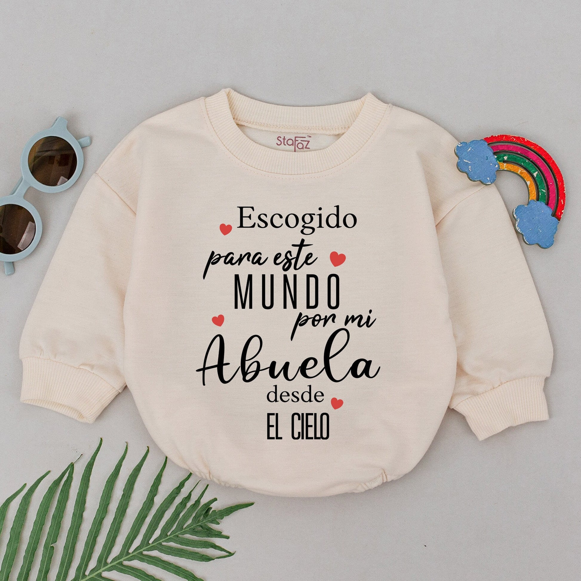 Sentimental Spanish 'Escogido para este MUNDO por mi Abuela desde EL CIELO' Baby Romper, Handpicked by Grandma Memorial Outfit Soft Cotton New Baby Shower Gift