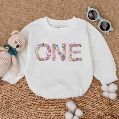 Charming Flower Sweet One Baby Girl Romper Wild One First Birthday Outfit Newborn Bubble Bodysuit Adorable Shower Gift