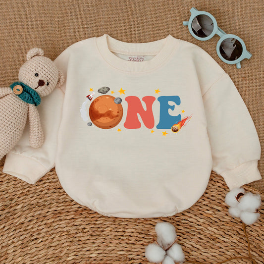Space 1st Birthday Bubble Romper First Trip Around The Sun Bodysuit Sweatshirt Smash Cake Outfit Baby Boy Girl Shower Gift