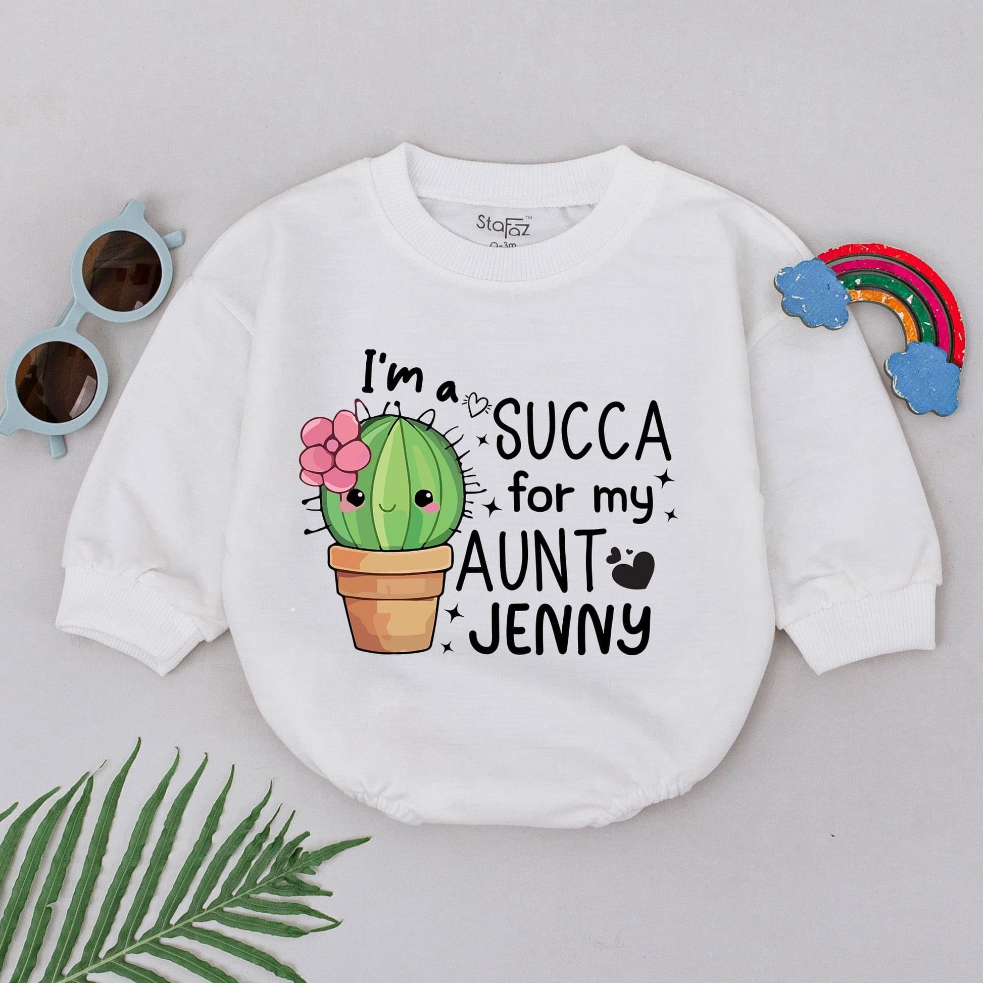 I'm a SUCCA for my Aunt Green Cactus Baby Romper Playful Newborn Girl Boy Outfit Cute Auntie Announcement Gift Shower Present