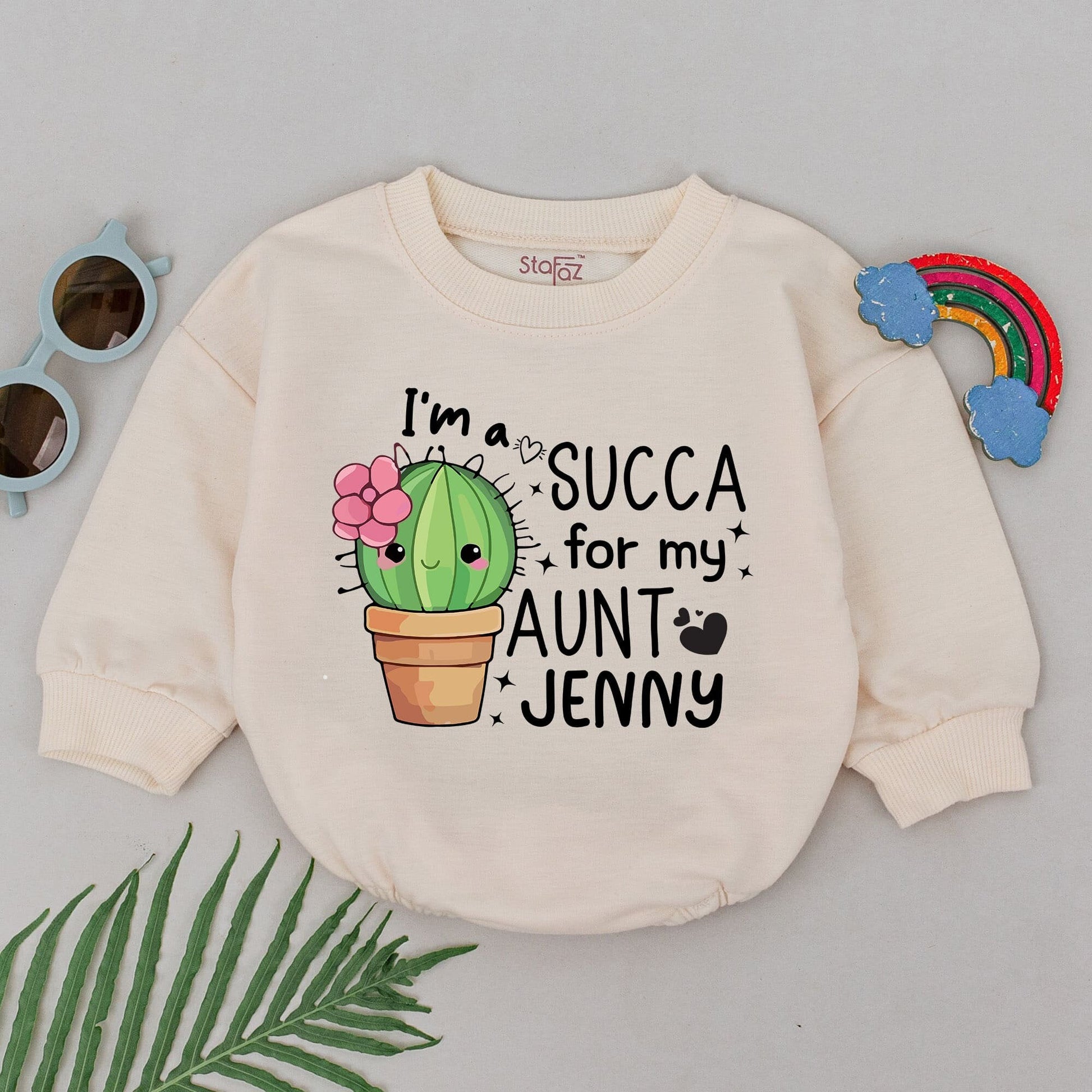 I'm a SUCCA for my Aunt Green Cactus Baby Romper Playful Newborn Girl Boy Outfit Cute Auntie Announcement Gift Shower Present
