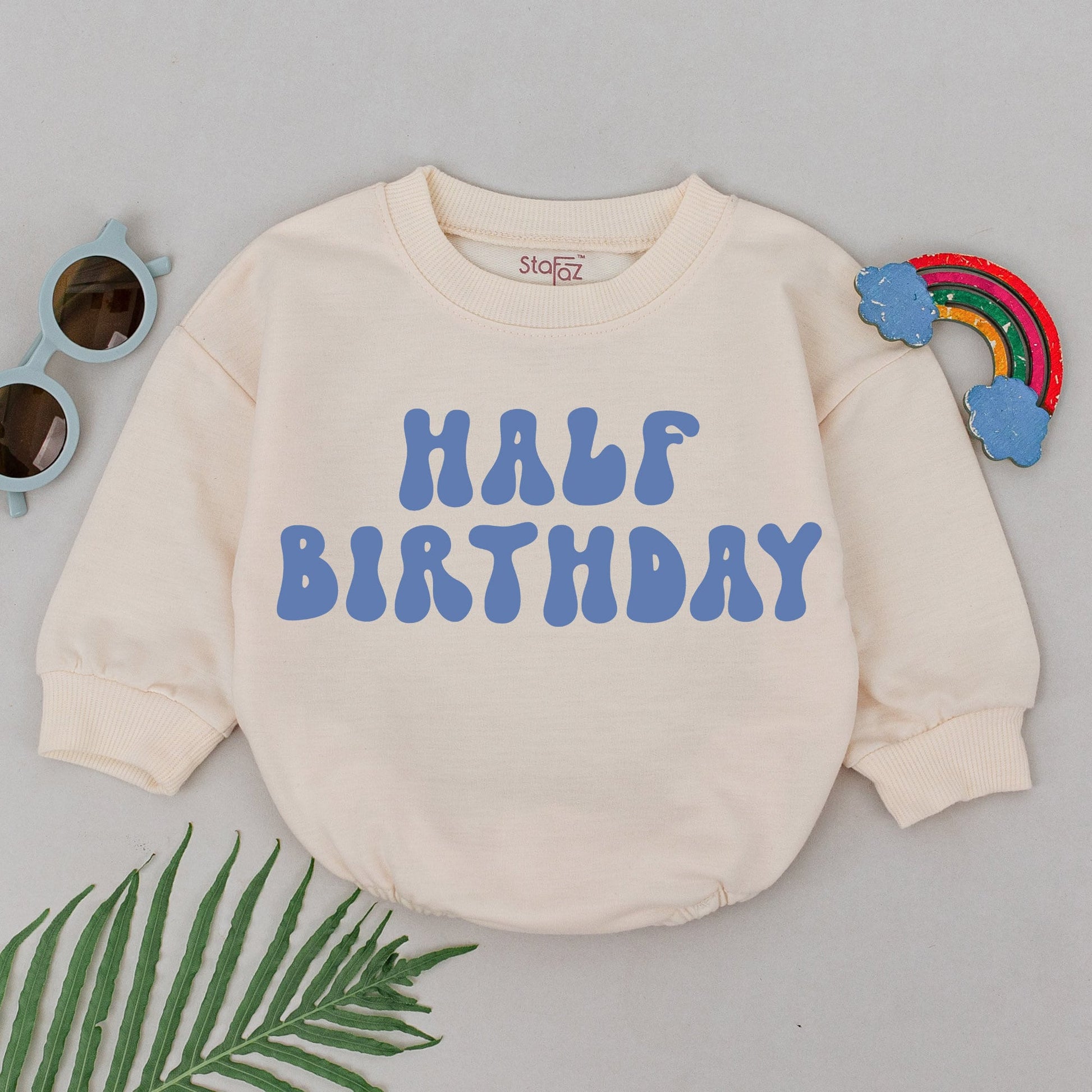 Half Way To One Boy Romper for 6 Months Old Baby Natural Birthday Outfit First Half Year Celebration Gift Bodysuit New Clothes