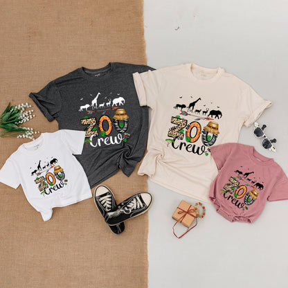 Zoo Crew Matching Family Shirts Safari Squad Trip Tee with Playful Safari Animal Print Design Baby Bodysuit for Birthday