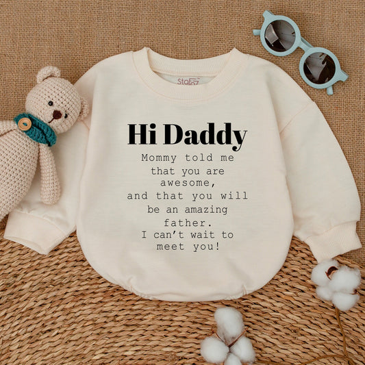 Hi Daddy Baby Bodysuit Awesome Father Announcement Gift Sweet Minimalist Newborn Coming Home Outfit Gender Neutral Baby Shower Present