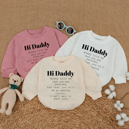Hi Daddy Baby Bodysuit Awesome Father Announcement Gift Sweet Minimalist Newborn Coming Home Outfit Gender Neutral Baby Shower Present