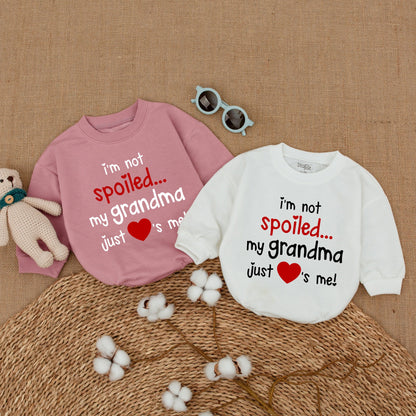 I'm Not Spoiled My Grandma Just Loves Me Baby Romper Cute Red Black Design New Grandbaby Bodysuit Cheerful Pregnancy Announcement Gift Comfortable Cotton