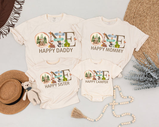 Matching Family Camping Birthday Shirts, One Happy Camper 1st Birthday Outfit, Mommy and Me Tee, Outdoor Adventure Baby, Toddler Boy Girl