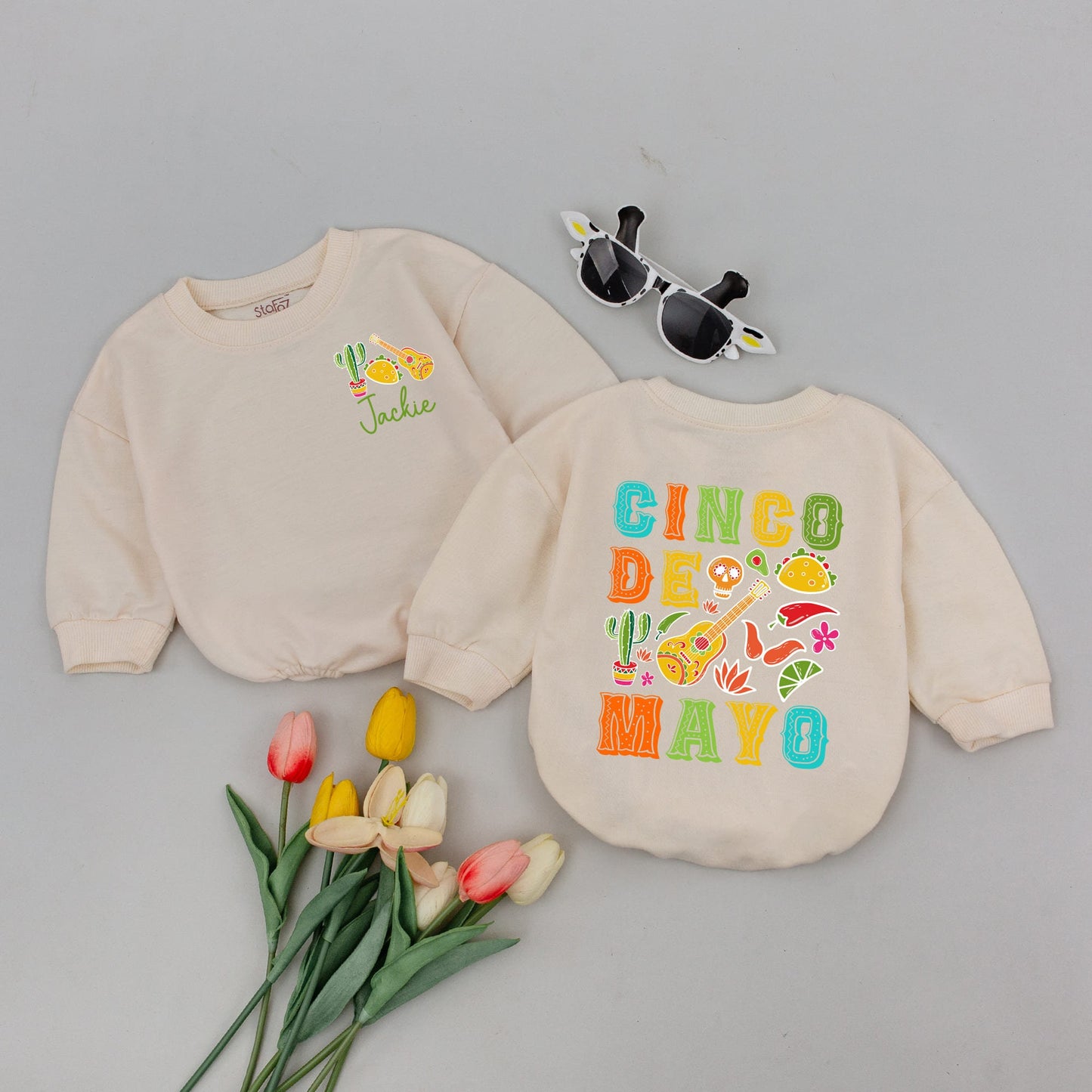 Personalized Cinco de Mayo Baby Romper Festive Fiesta Taco Cactus Sugar Skull Design Cute Infant Bodysuit Soft Holiday Gift