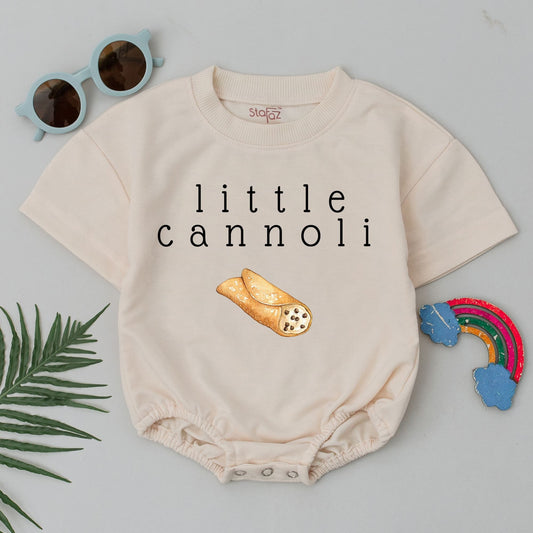 Little Cannoli Short Sleeve Romper Baby Girls Boys Italian Pastry Foodie Bodysuit Sweet Playful Minimalist Comfortable Newborn Gift