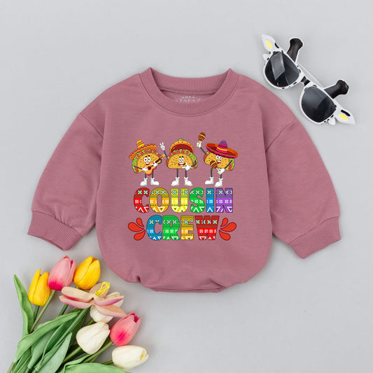 Colorful Cousin Crew Taco Baby Romper Fiesta Cinco de Mayo Outfit with Sombrero Tacos & Musical Instruments Cake Smash Mexican Infant Bodysuit
