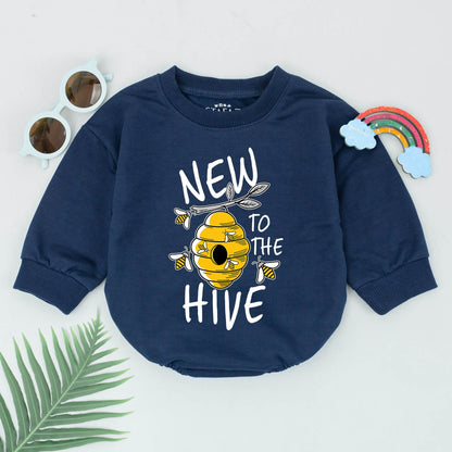 New to the Hive Baby Romper Cheerful Beehive & Buzzing Cartoon Bees Design for Girls Boys Newborn Baby Shower Gift Announcement Outfit Coming Home