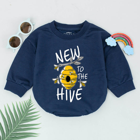 New to the Hive Baby Romper Cheerful Beehive & Buzzing Cartoon Bees Design for Girls Boys Newborn Baby Shower Gift Announcement Outfit Coming Home