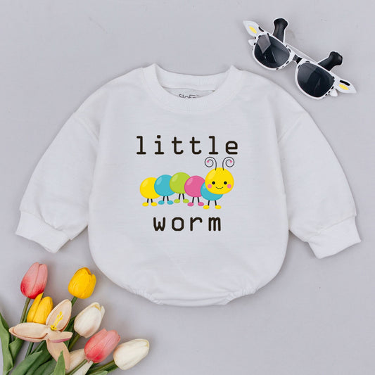 Little Worm Colorful Baby Romper Playful Cartoon Animal Bodysuit Minimalist Yellow Blue Green Pink Segmented Infant Gift Cute Soft Cotton