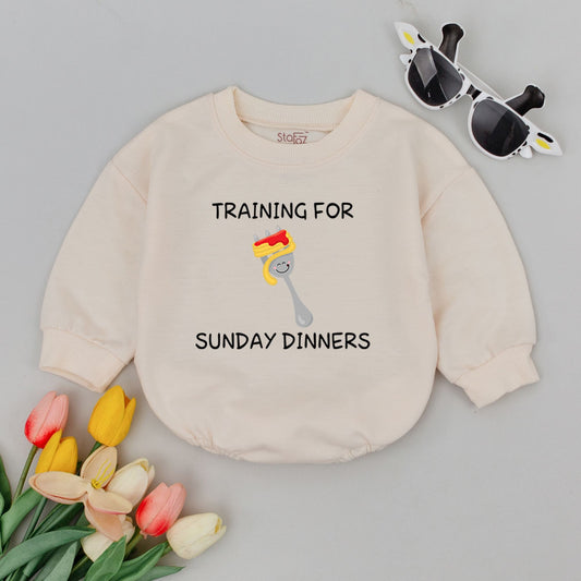 Funny Italian Pasta Baby Romper Training for Sunday Dinners Cute Foodie Noodle Bodysuit Minimalist Gender Neutral Newborn Infant Outfit Baby Shower Gift